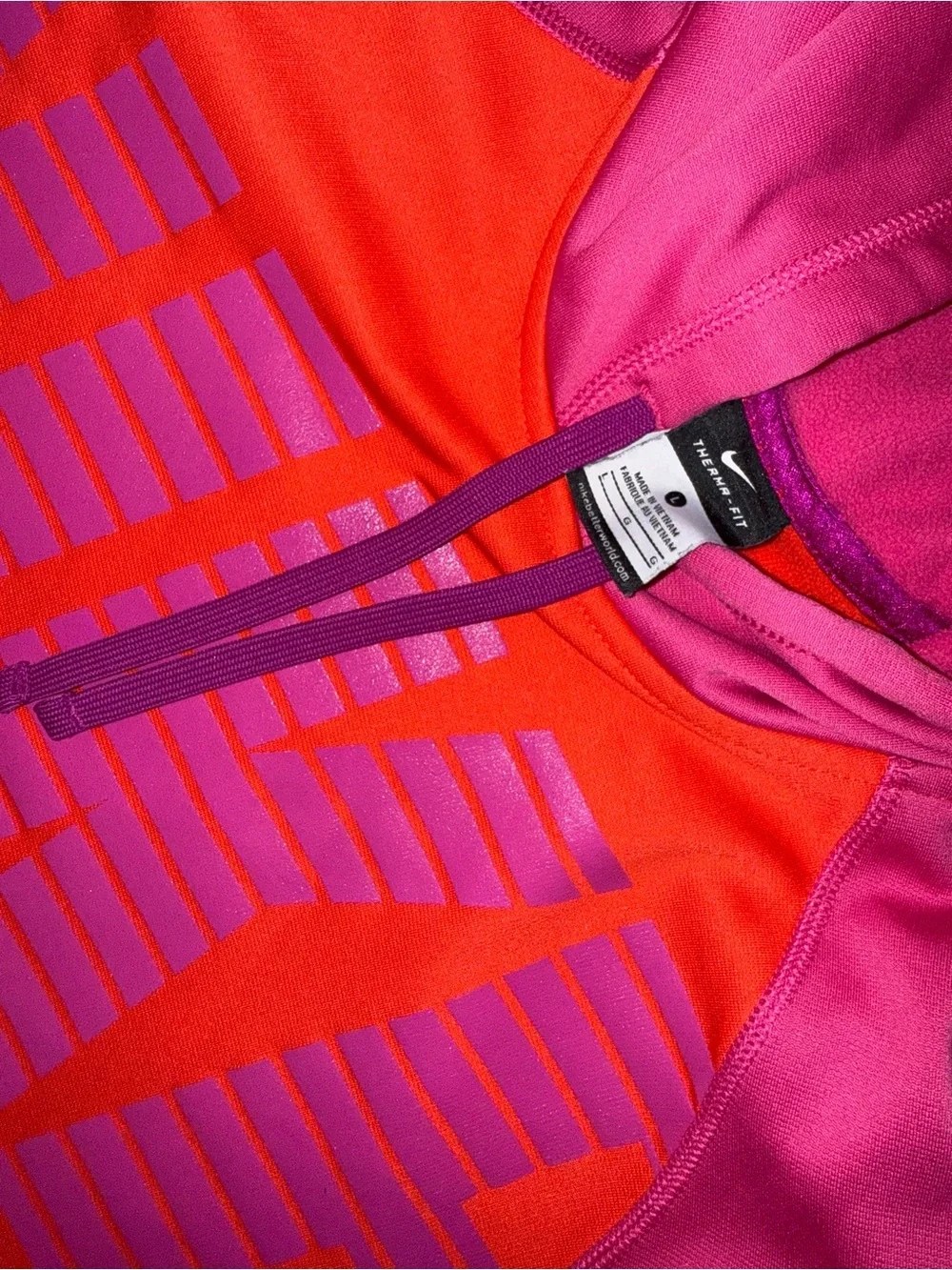 Nike Therma-Fit Women Orange & Pink Logo Pullover Hoodie Size Large